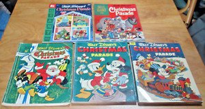 Five Dell Giant Disney Chrismas Pardade Comics , Lower to Mid- Grades