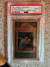 1981 PERMA GRAPHICS GEORGE BRETT #10 ALL STAR CREDIT CARD GOLD PSA 10 POP 5 🔥