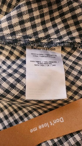 Mini Vestido REFORMATION Carlena Halter de Lino a Cuadros de Pizarra XS NUEVO CON ETIQUETAS - Imagen 11 de 12