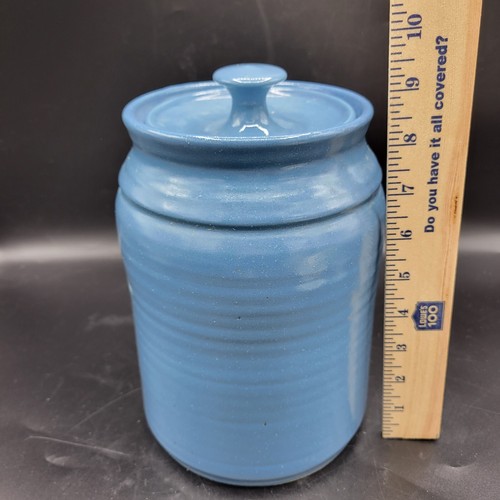 Cornflower Blue Country Studio  Art Pottery Cannister With Lid - Picture 8 of 12
