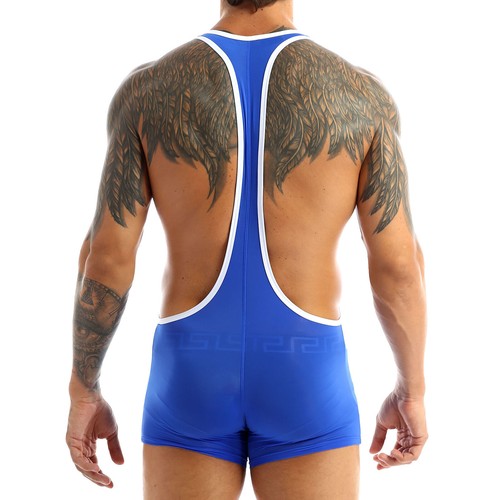 Men Sheer Silk Bodysuit Boxer Shorts Bikini Wrestling Singlet Underwear Lingerie - Picture 24 of 42