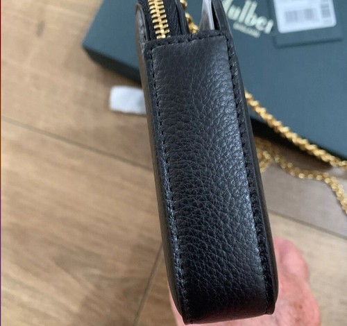 Mulberry Plaque Wallet on Chain Small Classic Grain Black RL6190/205A 100 - Picture 2 of 7