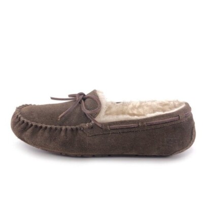 UGG Australia Olsen Indoor Outdoor Moccasin Slippers Mens Size Brown  Leather