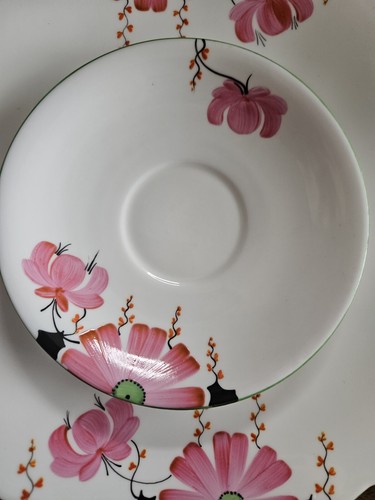 Aynsley 15 Piece Tea Set Saucers Plates Cups See Desc. Pink Daisy Art deco Rare - Picture 3 of 8