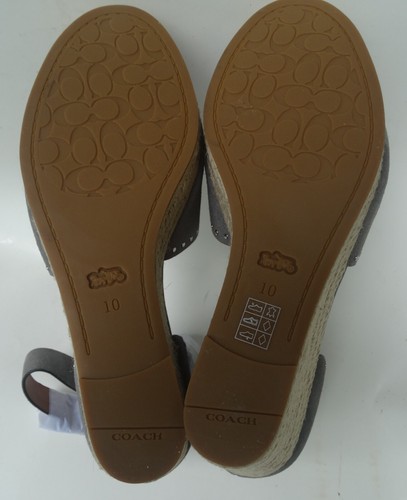 NEU Coach Größe 10 Kelsi Keilabsatz Espadrille Sandalen meliert grau Wildleder Nieten - Bild 6 von 7