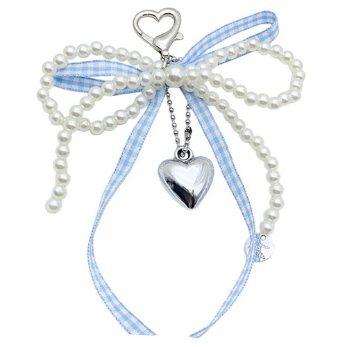 Lovely Pearl Ribbon Bowknot Keychain for Women s Handbag Bag Pendant Decoration - Afbeelding 6 van 10