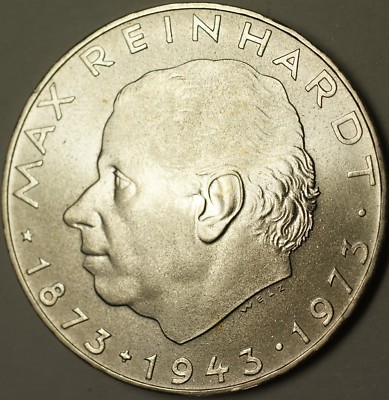 1977 Austria 25 Schillings Max Reinhardt Brilliant Uncirculated Silver Coin