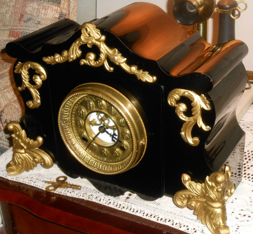 Antique Waterbury 8-Day Key Wind OPEN ESCAPEMENT Chime Strike Clock WKS! AS IS! - Picture 4 of 19