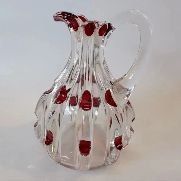 VTG Ruby Stained Victorian Glass Broken Column Cruet Small Pitcher No Cap HTF - Image 4 of 4