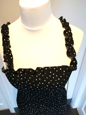 Misguided Tall Polka Dot Midi Frill Hem Dress Size 14