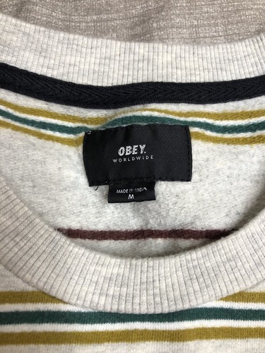 Obey Worldwide Striped Crew Neck Sweater Men’s Size Medium Skate wear - Picture 6 of 7