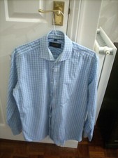Mens light and dark blue check shirt size 15 collar