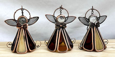 Lot 3 Stained Glass Hanging Angel Ornament With Copper Frame/Trim