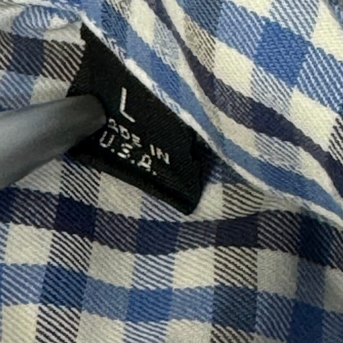 Camicia Bullock & Jones da uomo grande a scacchi blu gingham made in USA - Foto 3 di 9