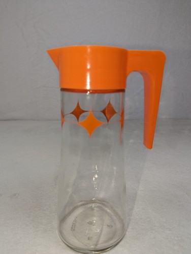 Anchor Hocking TANG Orange Atomic Starburst Glass Pitcher Flip Lid 9" 1 QtJuice - Picture 12 of 21