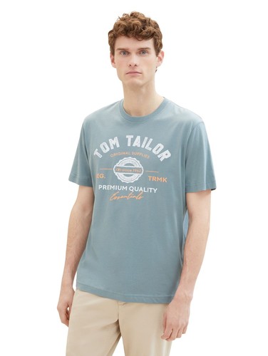 TOM TAILOR Camiseta Hombre Logo - Regular Fit S M L XL XXL 3XL Azul Blanco Gris - Imagen 19 de 75