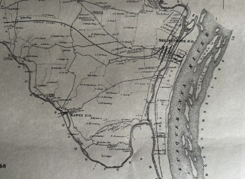 Mapa de Selinsgrove Kantz Penns Pa 1868 con nombres de propietarios mostrados - Imagen 2 de 2