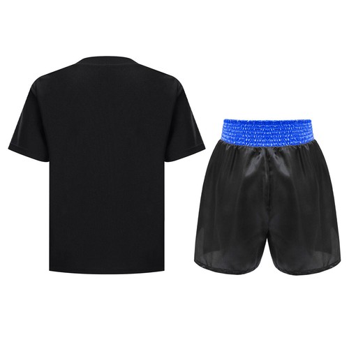 Kids Boys Set Muay Thai Outfit Kickboxing Suit Training Sequin Applique Running - Picture 6 of 41