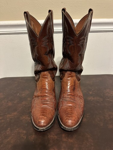 Lucchese Ostrich Leg Brown Western Boots Men's Size 8.5 D - Picture 2 of 9
