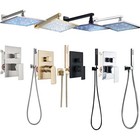 Led Shower Faucet Set System Rainfall Shower Head Combo w/Mixer Valve Wall Mount