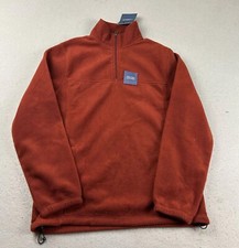 Croft Barrow Sweatshirt Mens Small Brown Fleece 1/4 Zip Mock Neck Pullover NWT