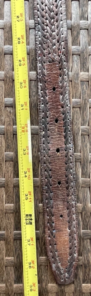 70 年代复古浮雕工具系带深棕色皮革腰带 32 34 20 世纪 70 年代 — 第 4/4 张图片