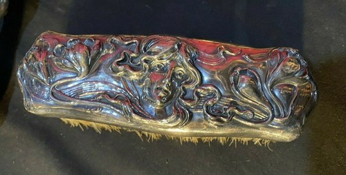 Antique Victorian Figural Art Nouveau Sterling Silver 4 Piece Vanity Dresser Set - Picture 6 of 12