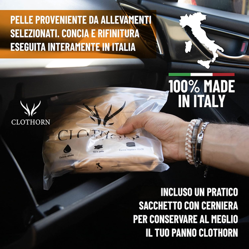 ® Pelle Di Daino per Auto Professionale - Made in Italy - Panno per Pulizia, Asc - Foto 7 di 12