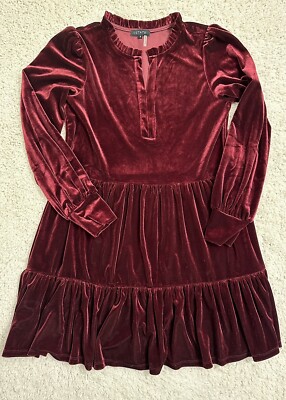 1 State Velvet Dress Size Small Burgundy | eBay