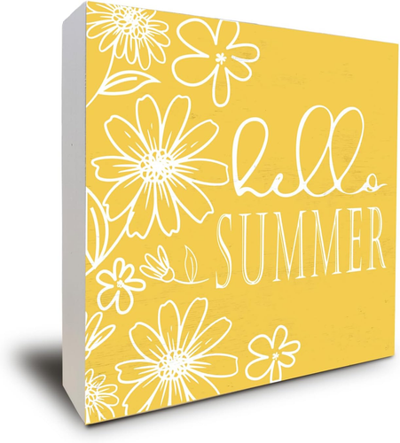Summer Decor, Summer Decorations for Home, Yellow Wooden Box Sign for Bathroom S