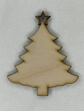 Custom Laser Cut Unfinished Christmas Tree Shape Wood Craft Cutout