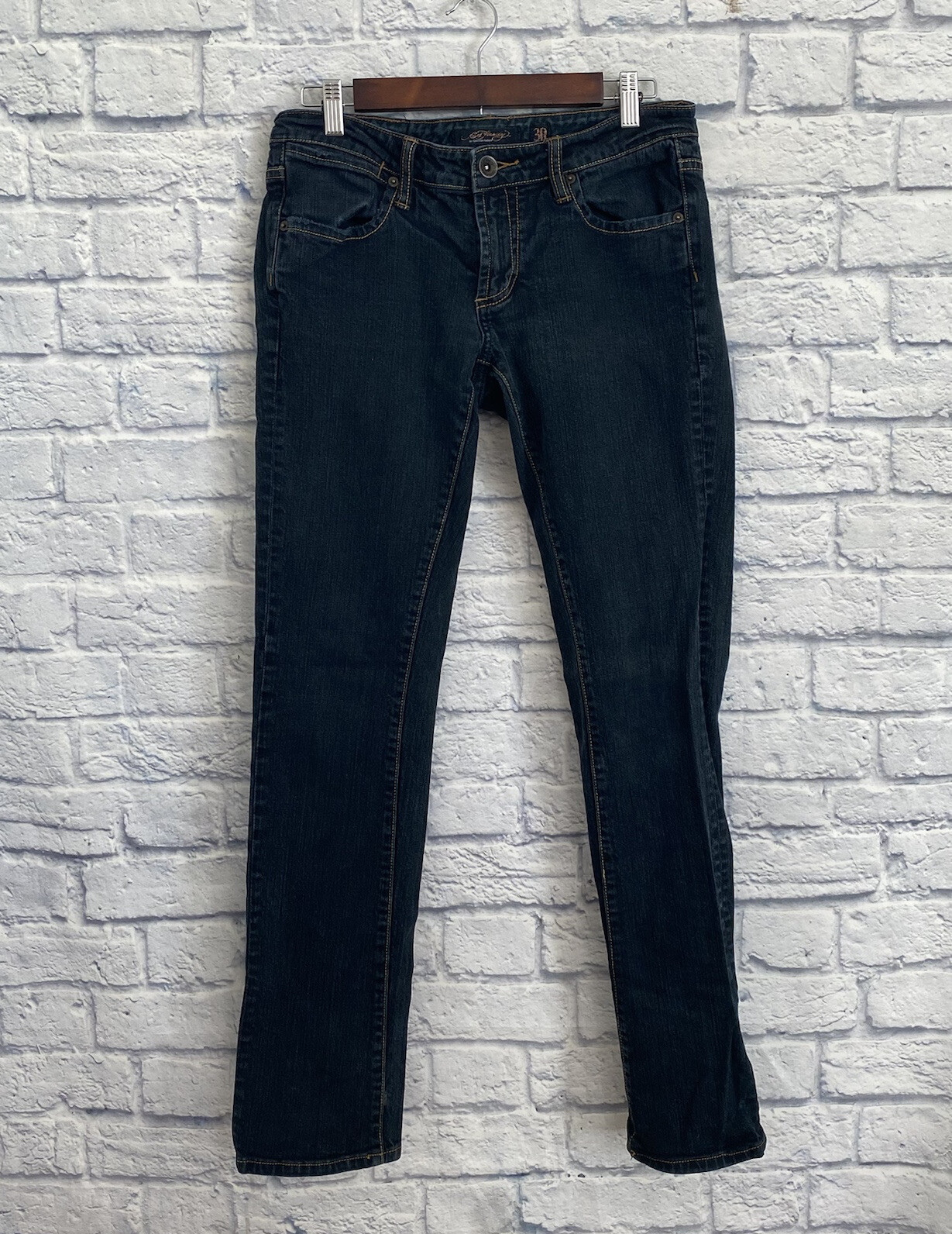 Ed Hardy Dark Wash Denim Straight Leg Jeans Women