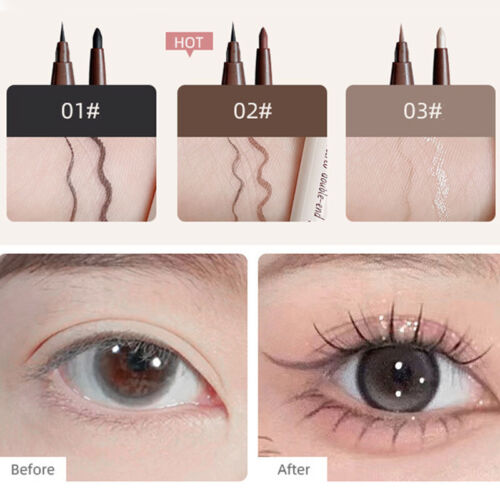 2 In1 Brown Gel Eyeliner Pencil Ultra-slim Liquid Pearlescent Silkworm Gel Pen - Picture 3 of 15