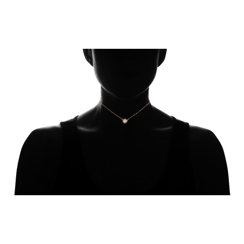 Rose Gold Tone over Sterling Silver CZ Bezel-Set Solitaire Choker Necklace - Picture 4 of 4