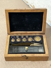 Antique Arthur Thomas Partial Set Brass Covered Apothecary Gold Scale Weights