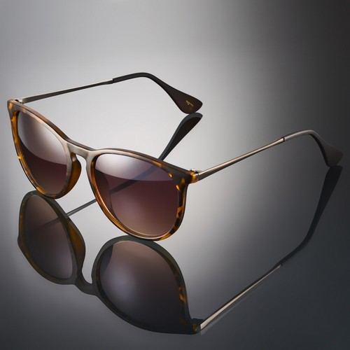 Runde Retro Vintage Damensonnenbrille trendige coole Farbtöne Schlüsselloch Brücke schwarz - Bild 2 von 6