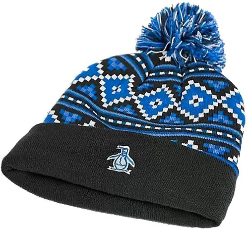 Blue Knit Winter Pom Bobble Beanie Hat 