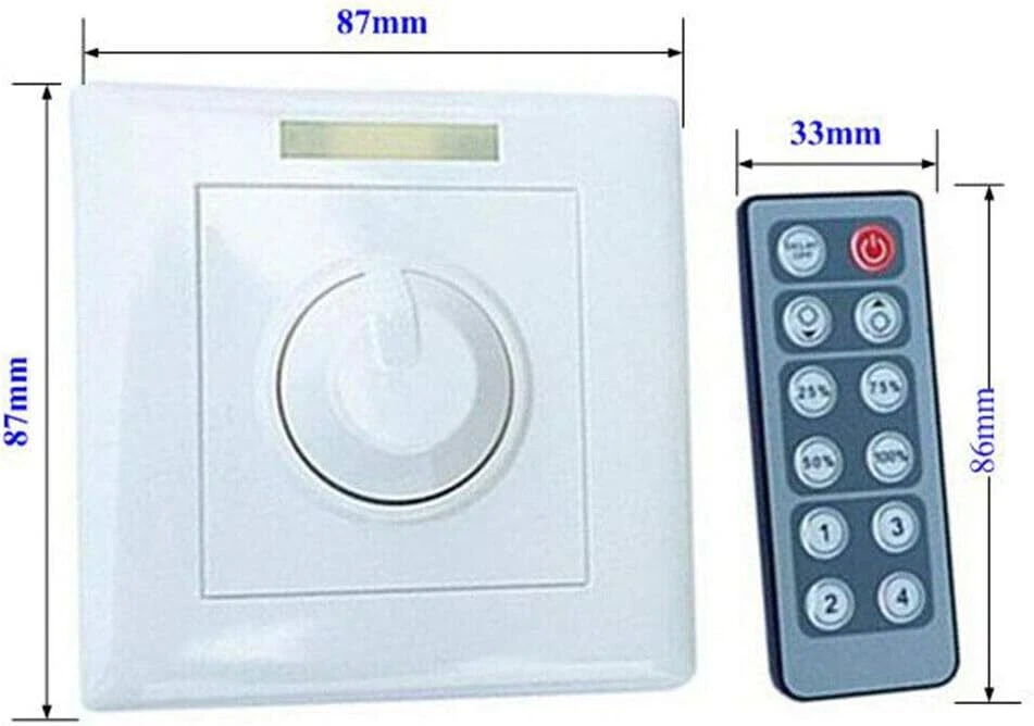 LED Dimmer Wall Switch DC12-24V 8A IR 12Key Remote Control For Single LED Strip - Image 2 of 4
