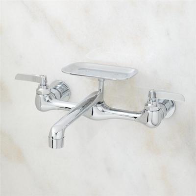 Plumbing Lever Handle Wall Mount Faucet With Soap Dish Solid Brass