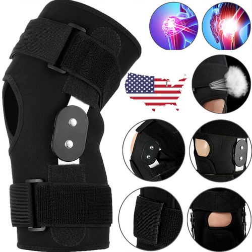 Compression Knee Brace Hinged Sleeve Joint Support Open Patella Stabilizer Wrap - Picture 1 of 16