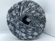 Berlini East Track II #171 Shades of Grey Silver Glittery Ladder Ribbon Yarn 50g