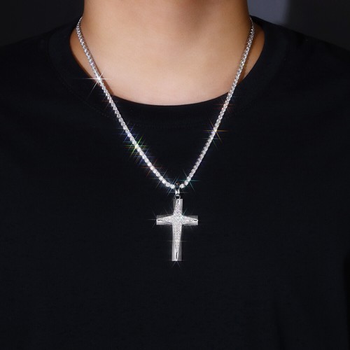 Real 925 Sterling Silver D/VVS1 MOISSANITE Cross Pendant Passes Tester - Bild 3 von 7