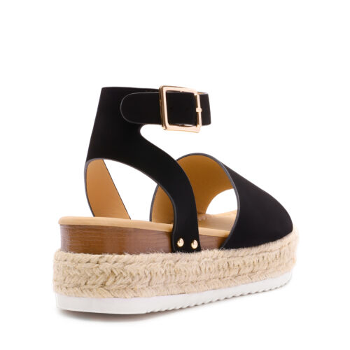 Damenschuhe Plateau-Espadrilles Knöchelriemen offene Zehenpartie elegante Freizeitschuhe - Bild 10 von 40