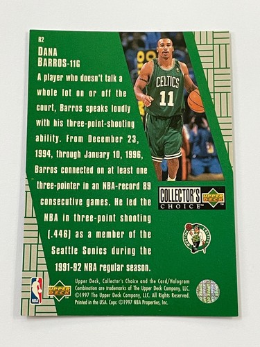 1997-98 Collector's Choice Basketball Crash Exchange #2 - Dana Barros - Celtics - Picture 2 of 2