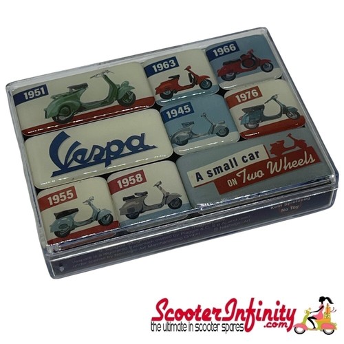 Magnet Set (Fridge Magnets) VESPA (9 parts, square metal) - Imagen 2 de 2