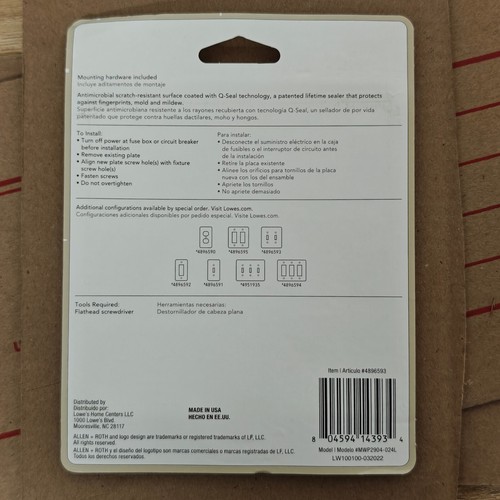 Allen + Roth Bevel 2-Gang Brushed Nickel Indoor Wall Toggle Plate, 5x5 {S} - Picture 2 of 2