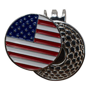Golf-ball-marker-with-magnetic-hat-clip-USA-Flag