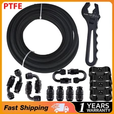 10FT 20FT 6AN-8AN-10AN Braided Nylon E85 PTFE Fuel Line w/14 Fittings Hose Kit