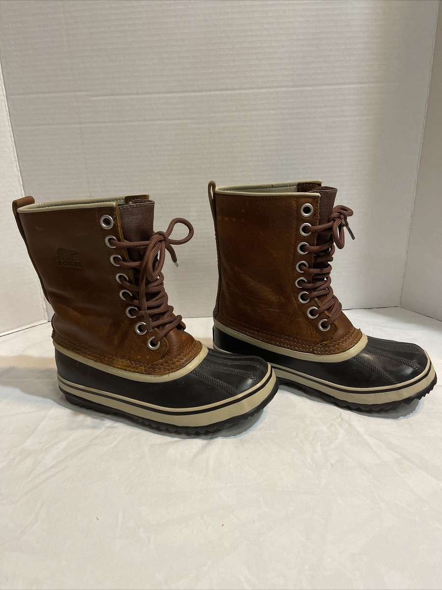 Sorel Womens Brown Black Premium Waterproof Duck Boots Size NL