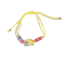 Girl Handmade String Bracelet Elephant Pendant - Yellow String Bracelet